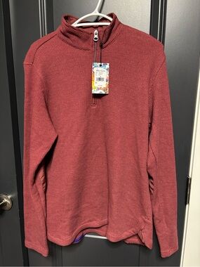 Robert Graham Men's Waffle Knit Zip-Neck Sweater in Rust Red